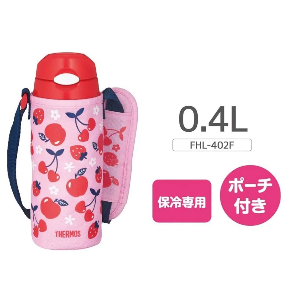 Thermos FHL-402F PK-R Vacuum Insulated Straw Bottle 13.5 fl oz (400 ml) Pink